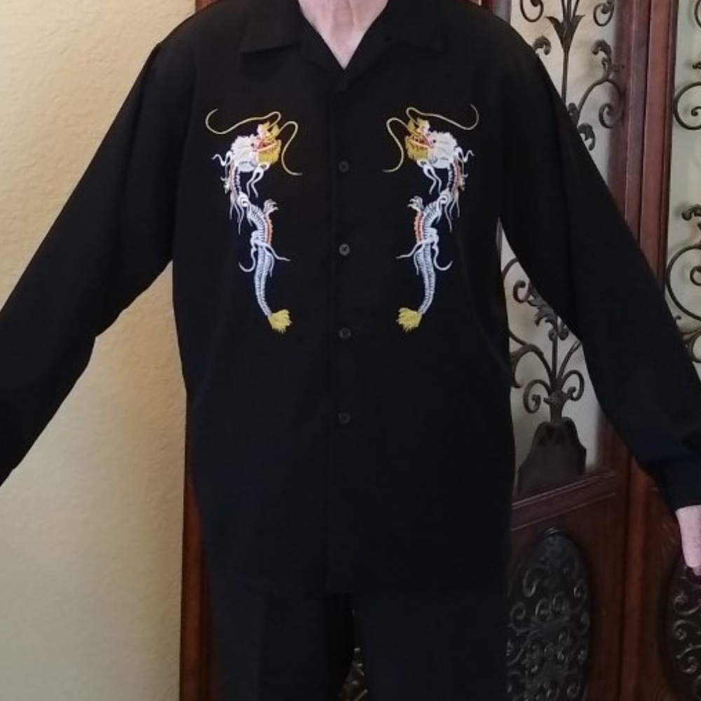 Dragonfly Dragon Emborided Long Sleeve  Size L